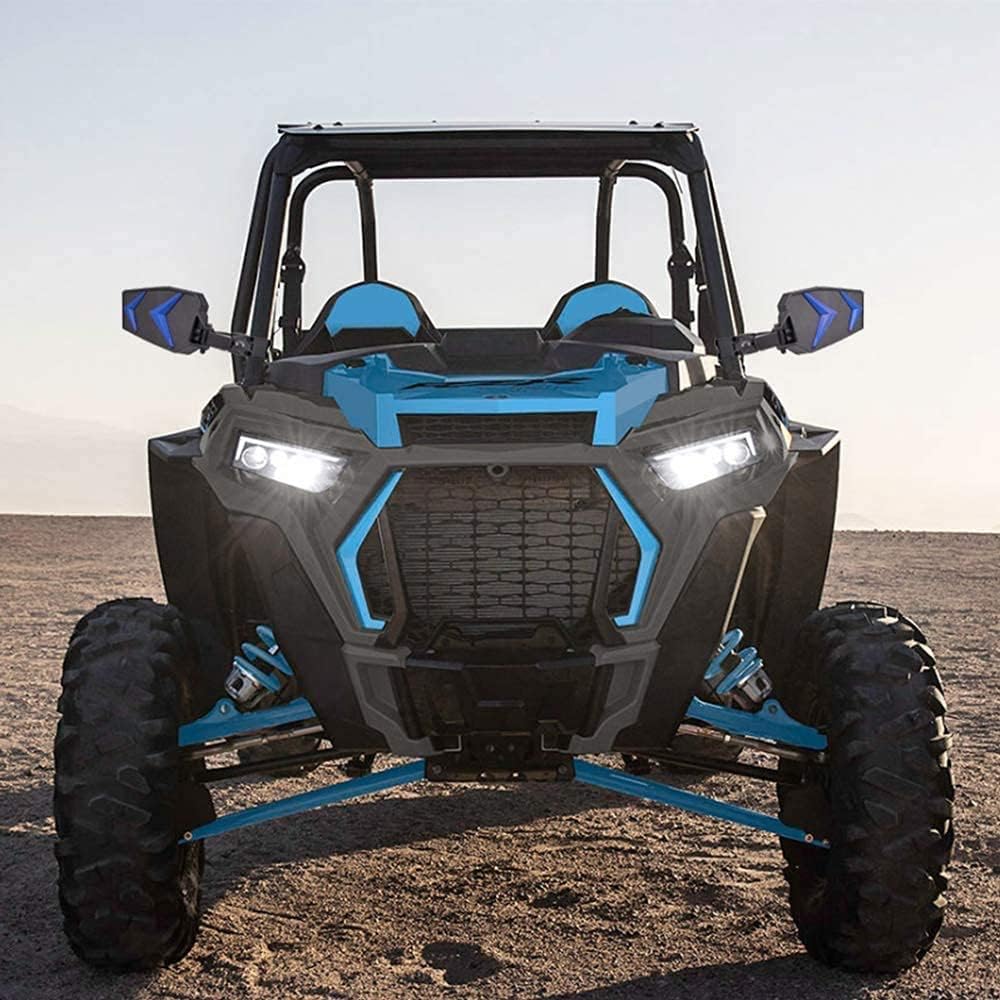 Motobiker 1Pair UTV Side Rear View Mirrors w/ Black Orange Blue Red Inserts for 2008-2019 Polaris RZR 800 900 1000 XP
