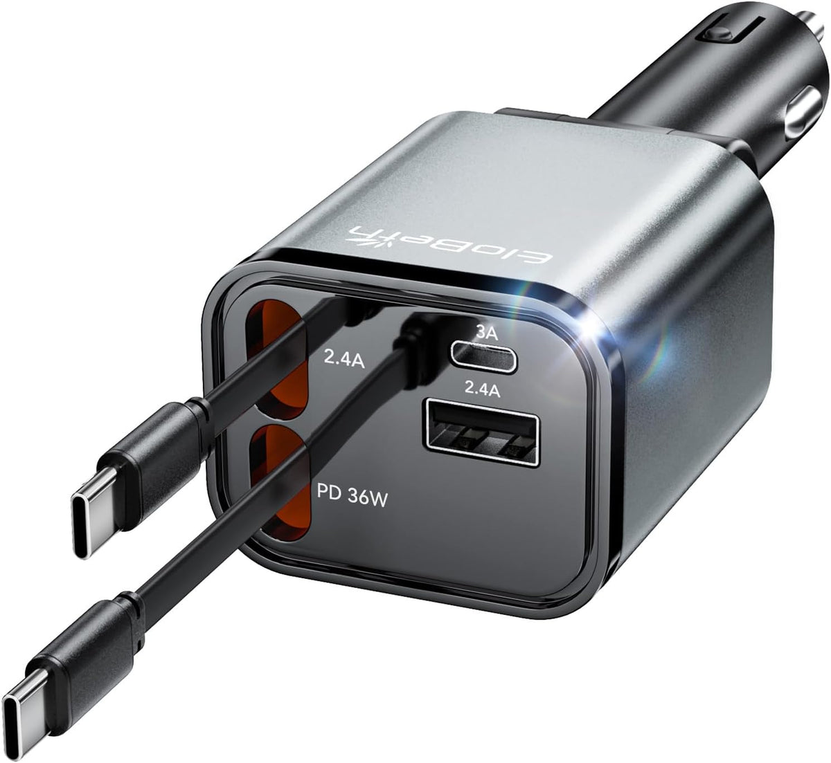 Retractable Car Charger for iPhone 18 Pro,75W Car Charger USB C Fast Charge