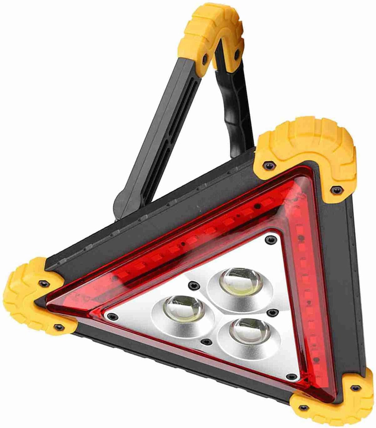 Warning Triangle Emergency Triangle Roadside Safety 30W LED Warning Light Red Flashing USB Rechargeable Portable with 3 COB 36 Lamp Beads for Car Breakdown