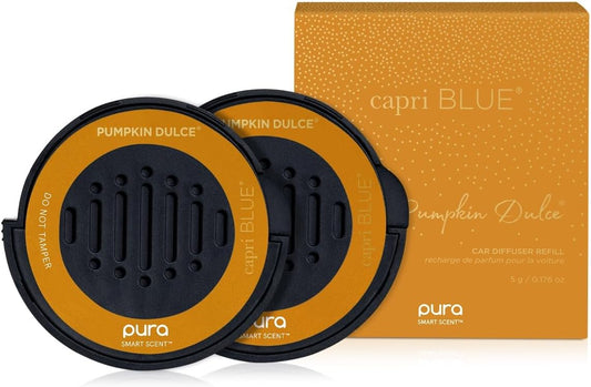 Capri Blue Pura Car Diffuser Refills - Includes 2 Car Air Freshener Diffuser Refills Only - Long Lasting Luxury Scented Fresheners - 2 Pack (Pumpkin Dulce)
