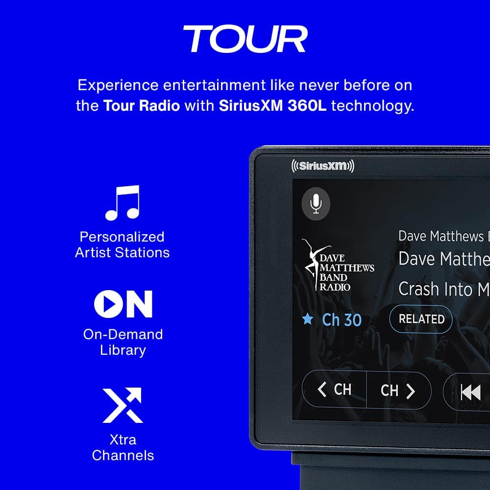 SIRIUSXM SXWB1V1 SiriusXM Tour Dock &amp; Play Radio with 360L, PowerConnect Vehicle Dock, and Bluetooth