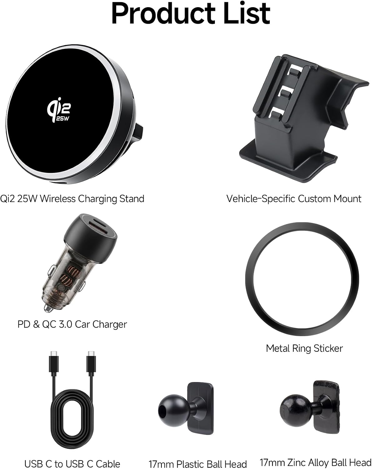Qi2.2 25W Wireless Charger Car Phone Mount for Cadillac Lyriq 2023-2026