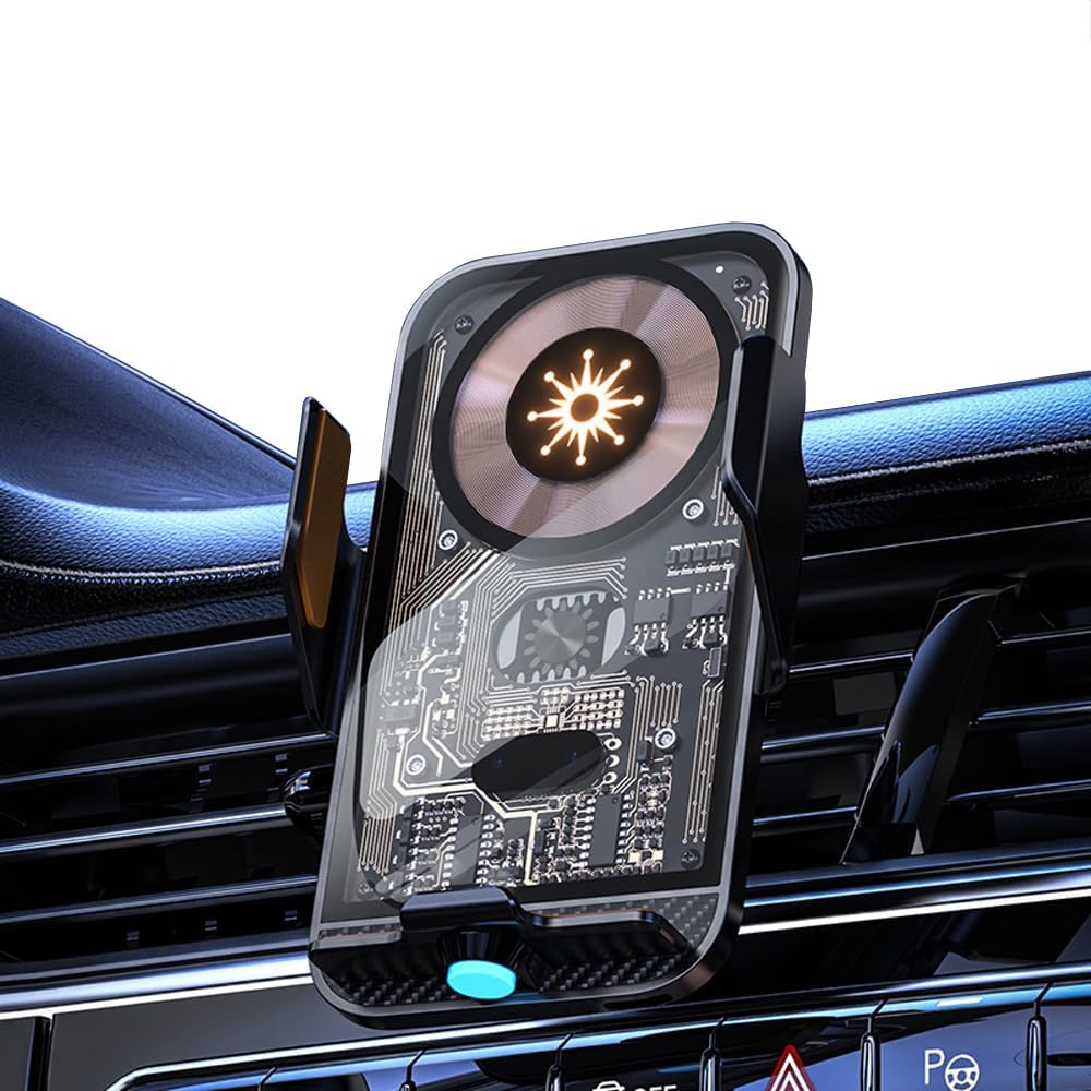 Q3 Smart Sensor Car Phone Wireless Charger,15W Qi Fast Charging Auto-Clamping Car Holder, Air Vent Phone Holder，for iPhone17/16/15/14/13/12series,and All Qi Enable Android Cellphone (Q3-Black)