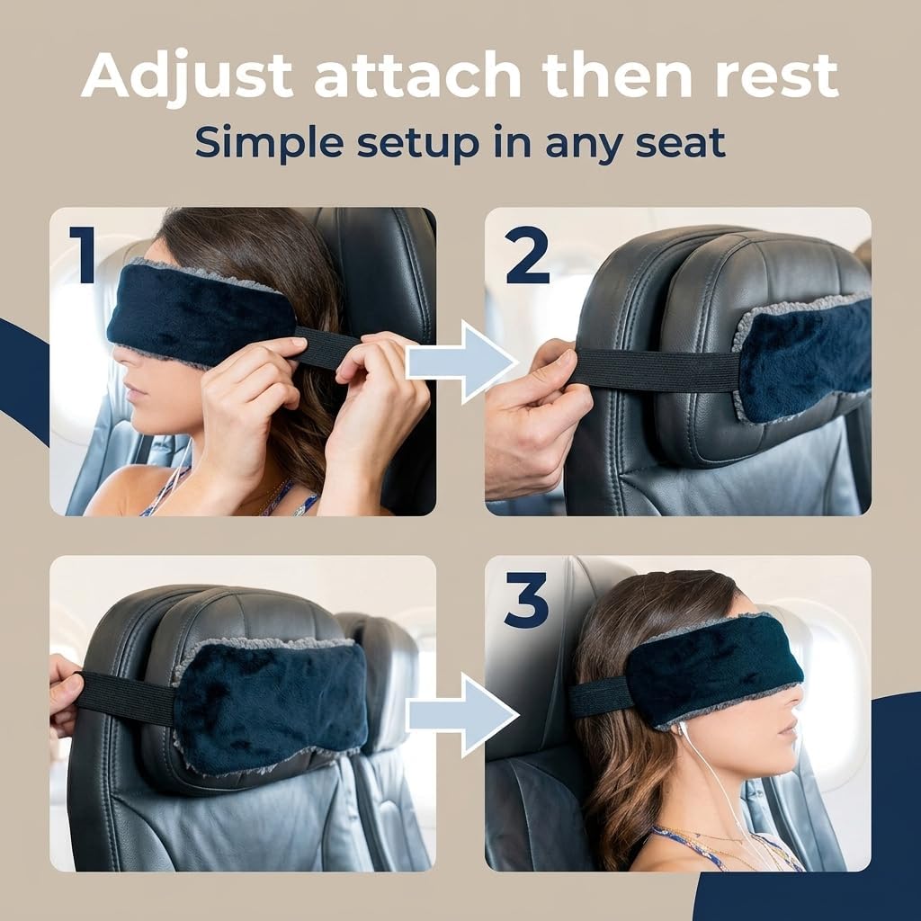 SeatSleeper Travel Pillow Alternative Stops Bobbing | Airplane Head Straps and Car Support Band | Great on Travel Upright | Super Comfy Neck Support | Small & Compact