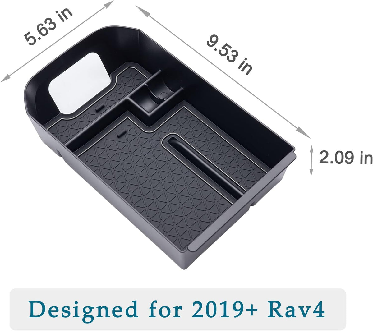 JDMCAR Center Console Tray Organizer Compatible with Toyota RAV4 Accessories 2019-2024 2025 and 2021-2025 RAV-4 Prime, Armrest Insert Container ABS Material Secondary Storage Box-Gray