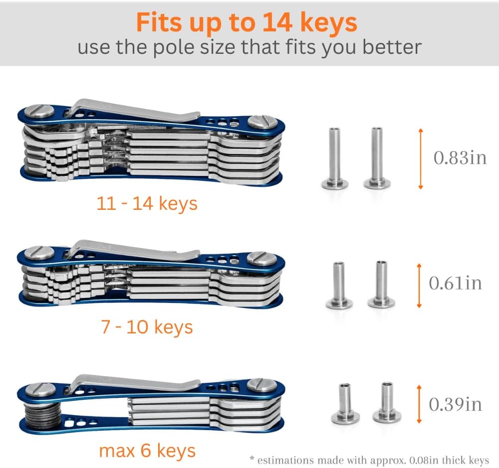 EM Compact Key Holder, Pocket Key Organizer, 14 Keys Key Bar