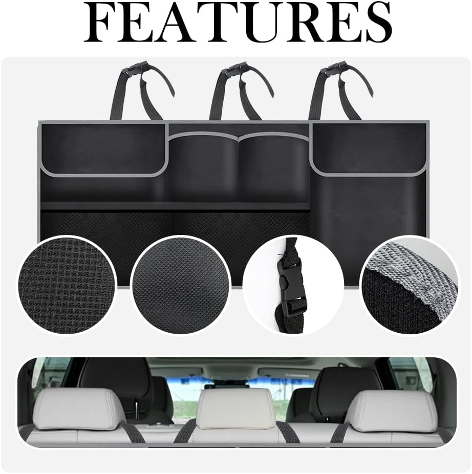 IHOTDER Large Capacity Car Trunk Organizer,Six Pockets Trunk Storage Organizer with Adjustable Straps,Wear-Resistant Oxford Fabric Hanging Trunk Organizer for Car Truck SUV
