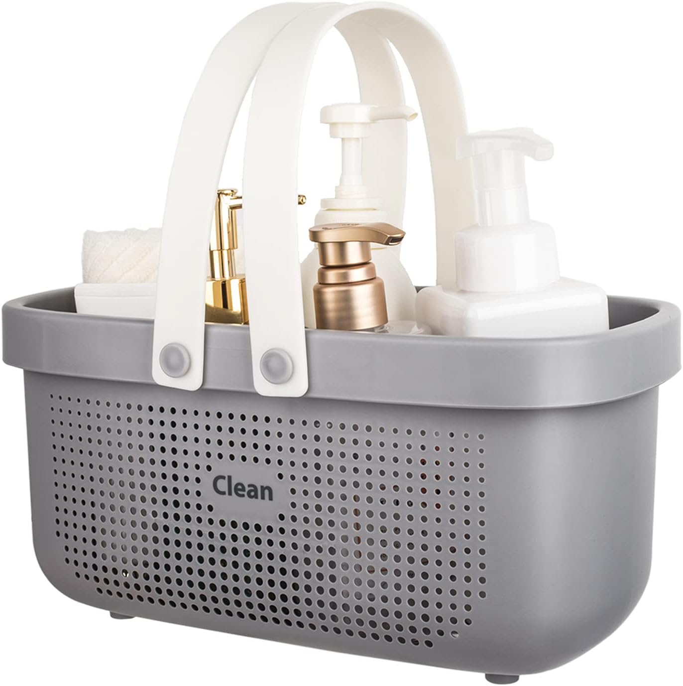 JiatuA Plastic Storage Basket with Handle Portable Shower Caddy Tote Organizer Basket Bin for Bathroom Kitchen Dorm Room Bedroom, Black