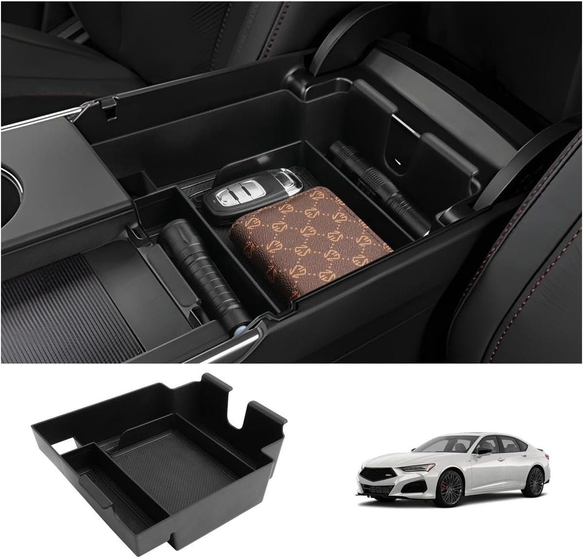 LUWU 2025 A cura TLX Center Console Organizer for 2021 2022 2023 2024 2025 A cura TLX Accessories Armrest Console Storage Box Insert Tray ABS Material Black