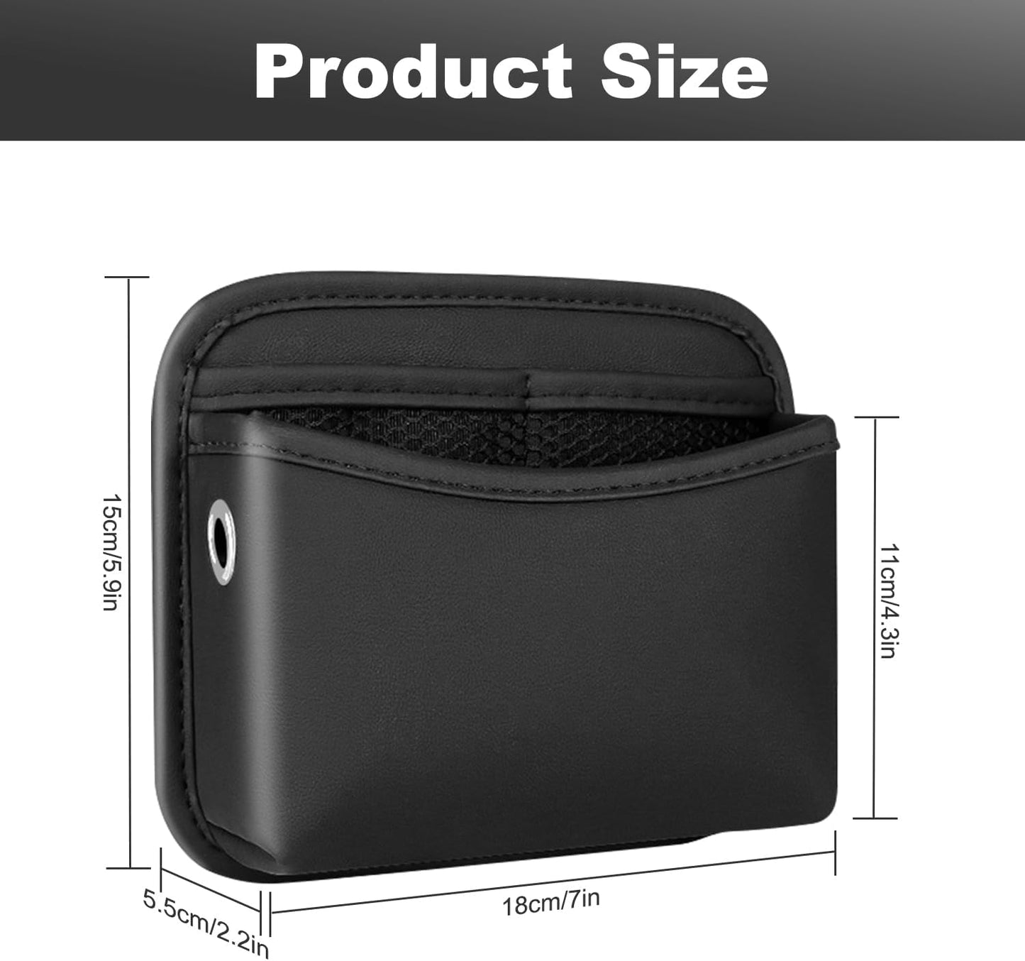 2Pcs Car Side Pocket Organizer, Universal Leather Mini Storage Bag for Cell Phone, Wallet, Key, Glasses, Multifunctional Car Organizer Accessories for Car Seat, Door, Window, Console, 7*4.3*2.2inch
