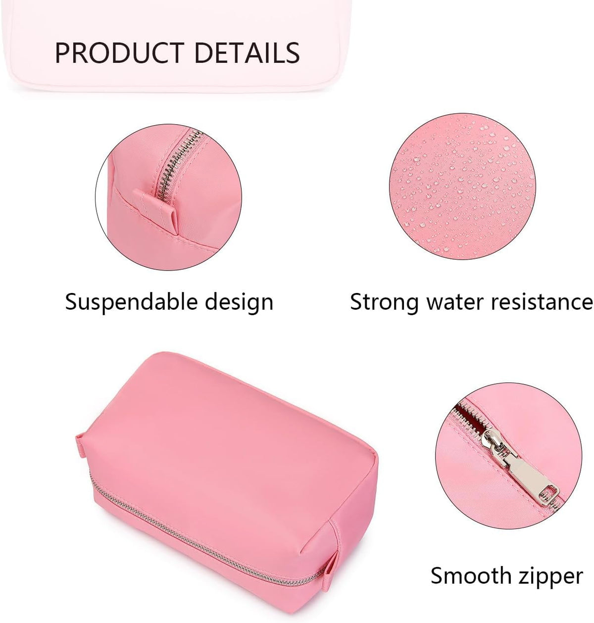 Travel Makeup Bag, Ring Clasp Wristlet Organizer (Pink)