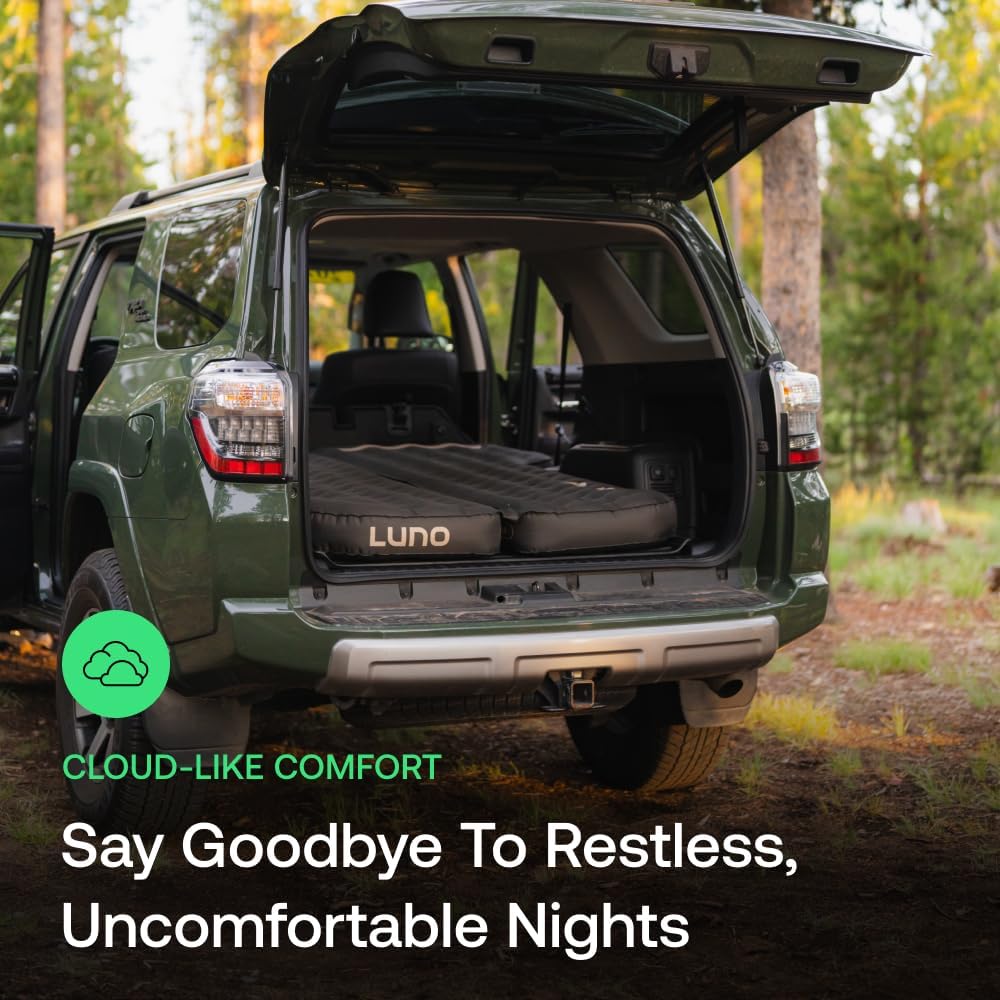 Luno Camp Air Mattresses for 4th & 5th Gen Toyota 4Runner | Inflatable Car Bed w/Pump Included | Foldable Mattress & Sleeping Pad for Camping | Tent & Car Camping Air Mattress - 2 People up to 6'2"