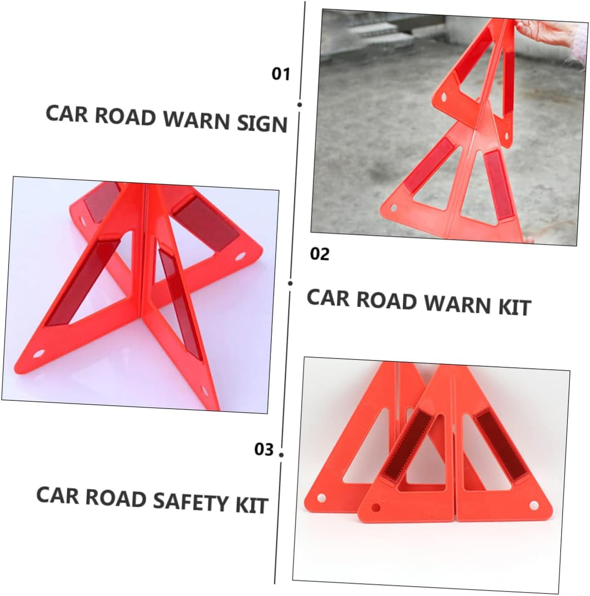 Vaguelly 2 Sets Warning Sign Car Road Safety Kit Road Safety Kit for Car Red Car Reflective Road Safety Kit Car Road Warn Kit Roadside Car Warning Tool Triangle Plastic Road Sign