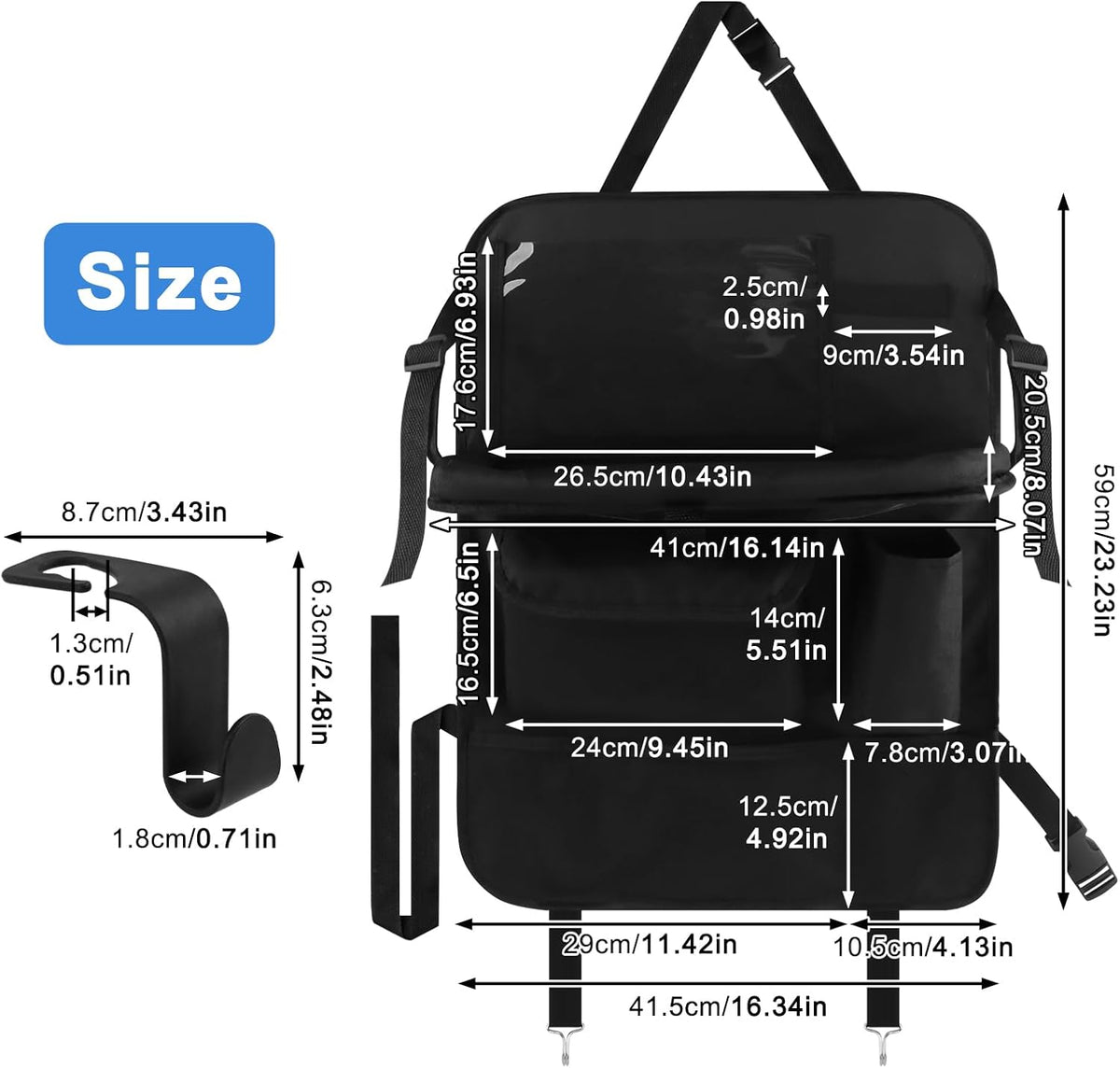 Car Backseat Organizer with Foldable Tray and Tablet Holder