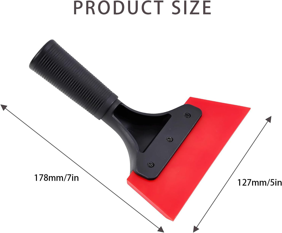 Squeegee Window Tint Tool 3 Pack, Auto Water Blade, Rubber Wiper with Non-Slip Handle for Windshields, Mirrors & Glass Surfaces (Blue, Yellow, Red)