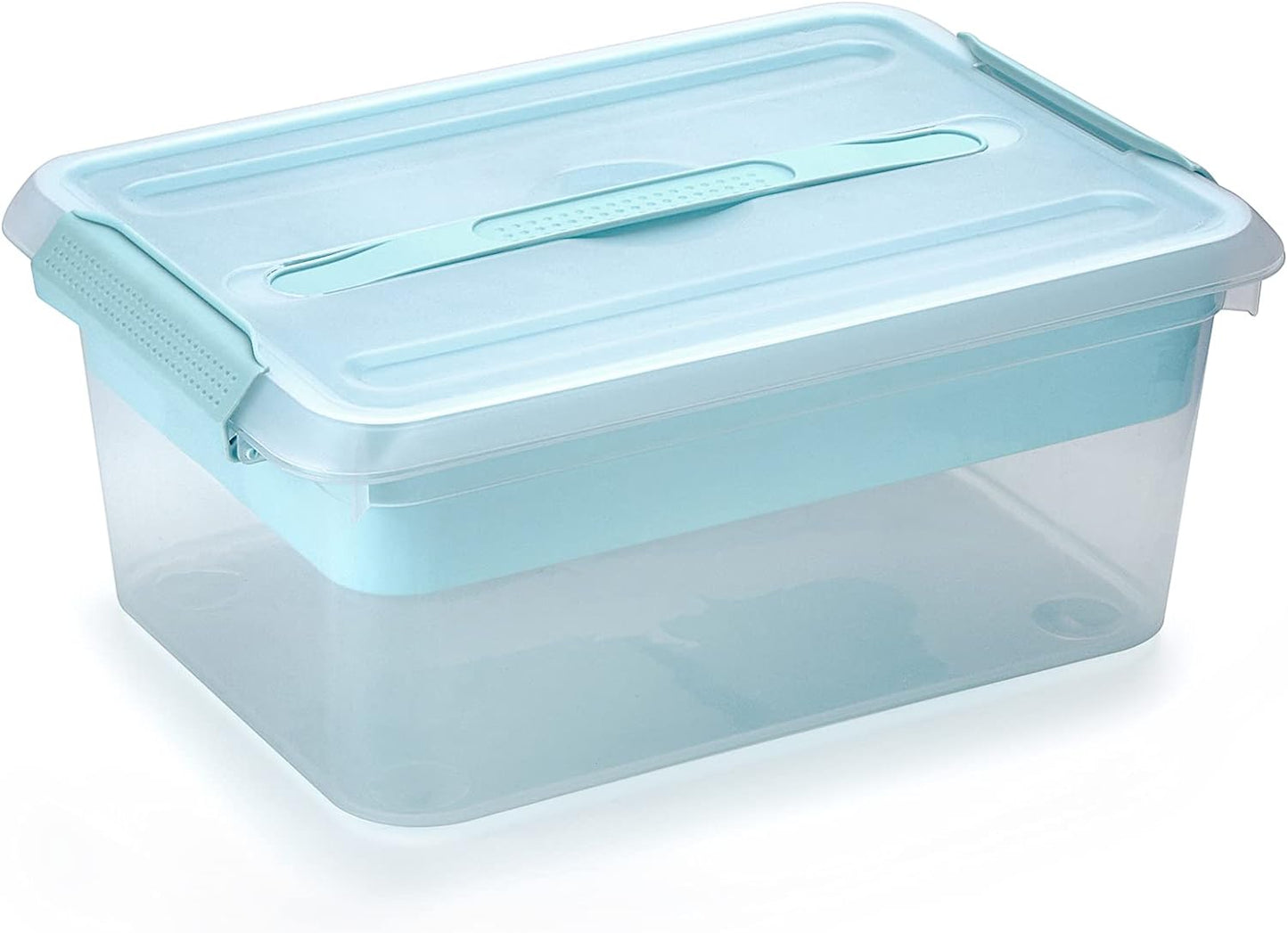 BTSKY Stack & Carry Box, Clear Plastic Storage Container Stackable Home Utility Box with Removable Tray Multi-Purpose Storage Bin for Organizing Stationery, Sewing, Art Craft Supplies(Grey)