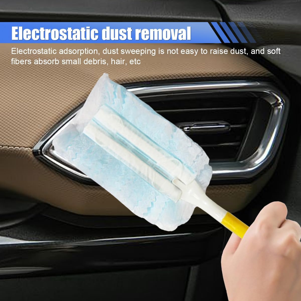 YoRise Duster Refills, Microfiber Cleaning Tools with 1 Handle, Heavy Duty Electrostatic Duster Replacement Head, Disposable Cleaning Supplies for Car, Kitchen, Bedroom, Furniture, Blinds(30PCS)