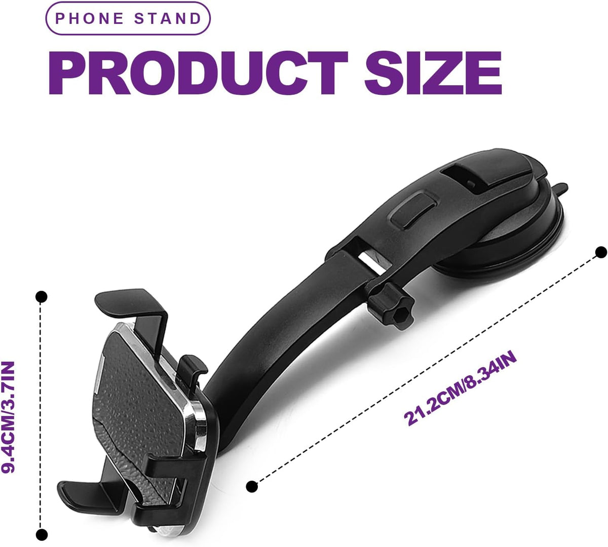 Car Phone Holder Mount Clip, Upgraded 3-in-1 Car Phone Holder Mount, Powerful Vacuum Suction Phone Mount for Car Dashboard Air Vent Windshield, 360° Adjustable, for All iPhone Android Phone