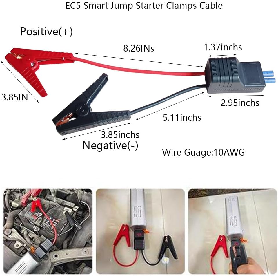 EC5 Smart Jump Starter Clamps,EC5 Heavy Duty Jump Starter Automotive Booster Clamp Cables Replacement Alligator Clamps with Intelligent LCD Screen for 12V Car Jump Starterand Many Other Brands