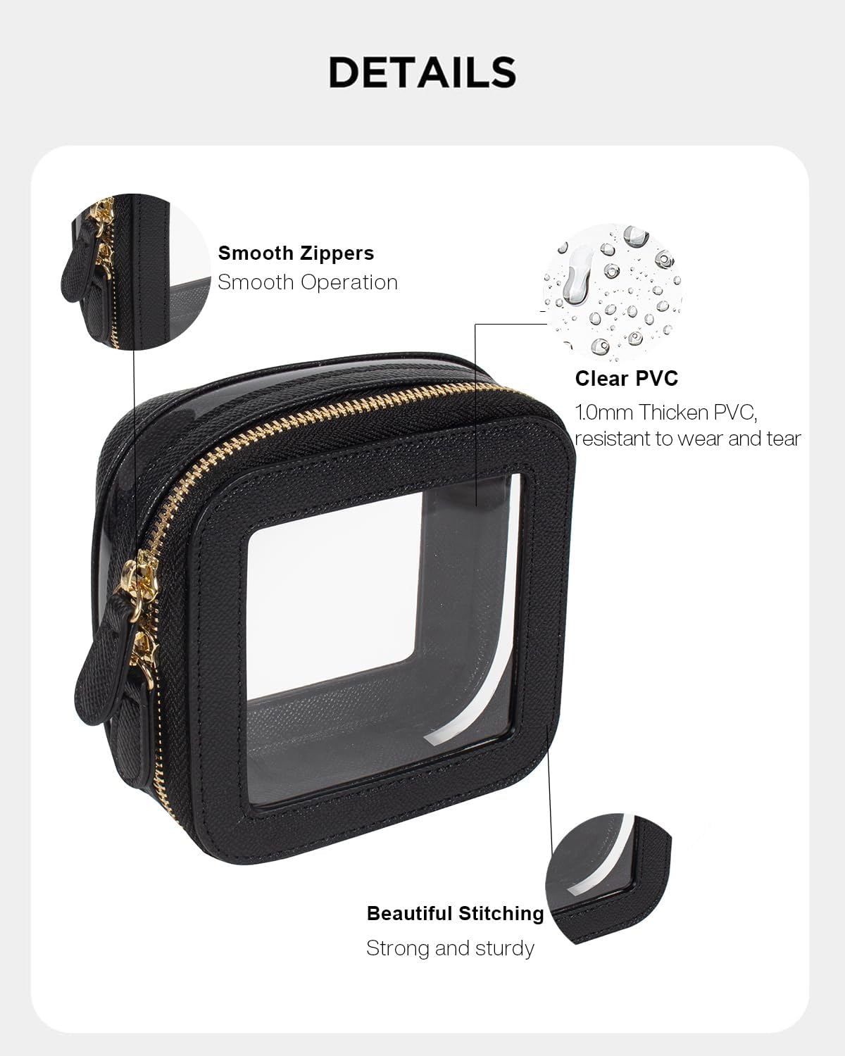 Clear Makeup Bag Small, Mini Portable Clear Makeup Bag for Purse Cute Waterproof Travel Cosmetic Case Makeup Pouch TSA Approved Toiletry Bag Women Traveling Car Organizer Car Essentials