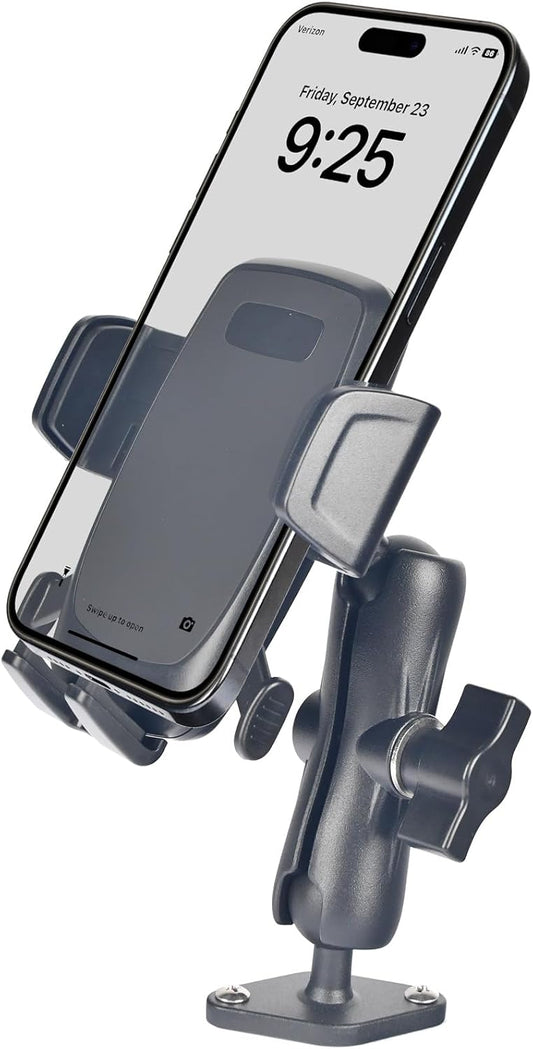 VAUBORTTI 1" Ball Phone Mount – Aluminum Alloy Arm & Base, Double Ball Joint, 360° Adjustable, Screw-Mounted Base, Fits RAM B Size System – Universal Holder for Car, Truck, Van, Desk, Wall, Dashboard