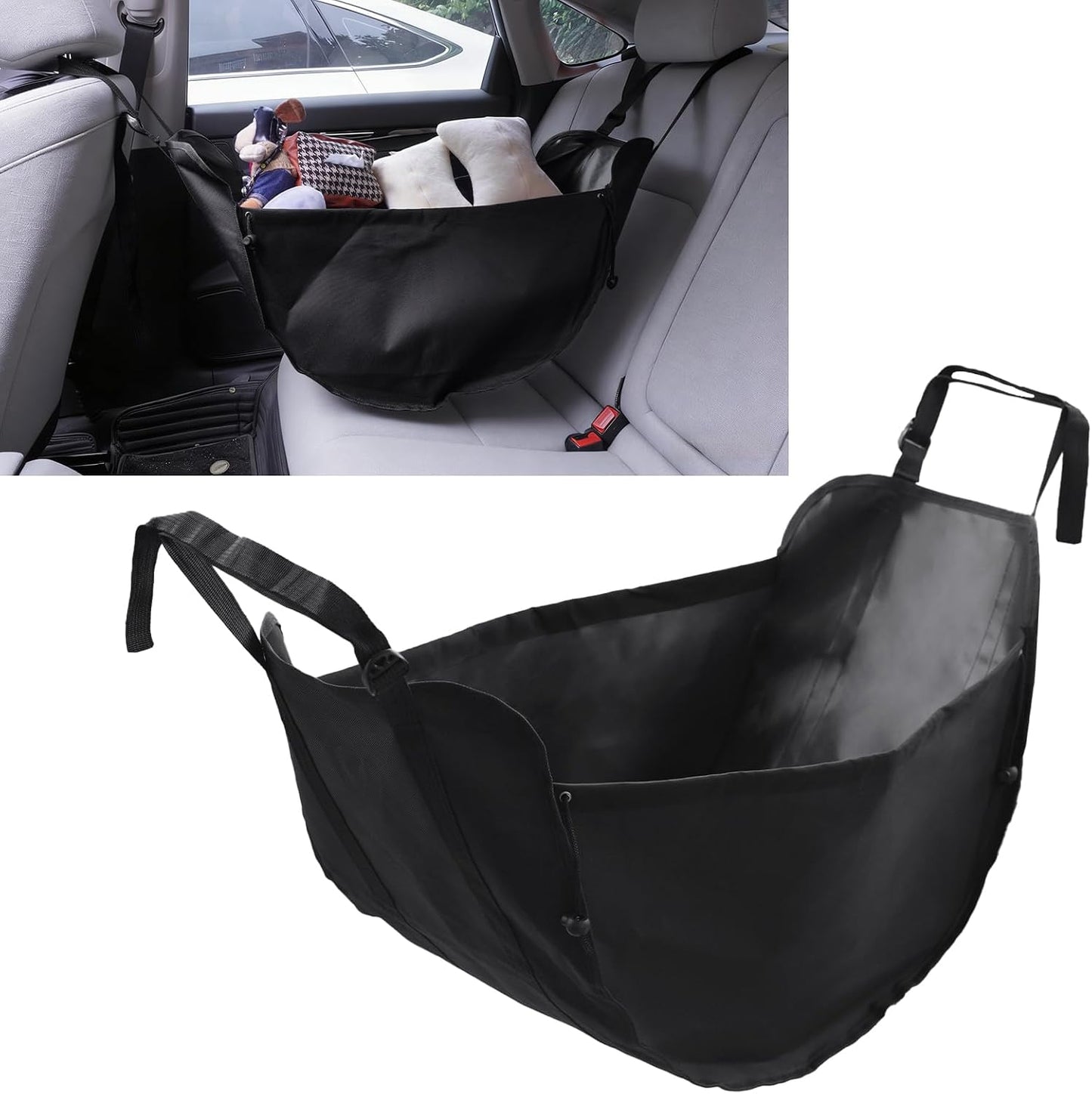Car Seat Organizer, Collapsible Hammock Back Seat Storage Bag | Foldable Car Hanging Multifunctional Shopping Shoulder Bag,Reusable Tote with Drawstrings, Large Capacity for Car,Truck,SUV