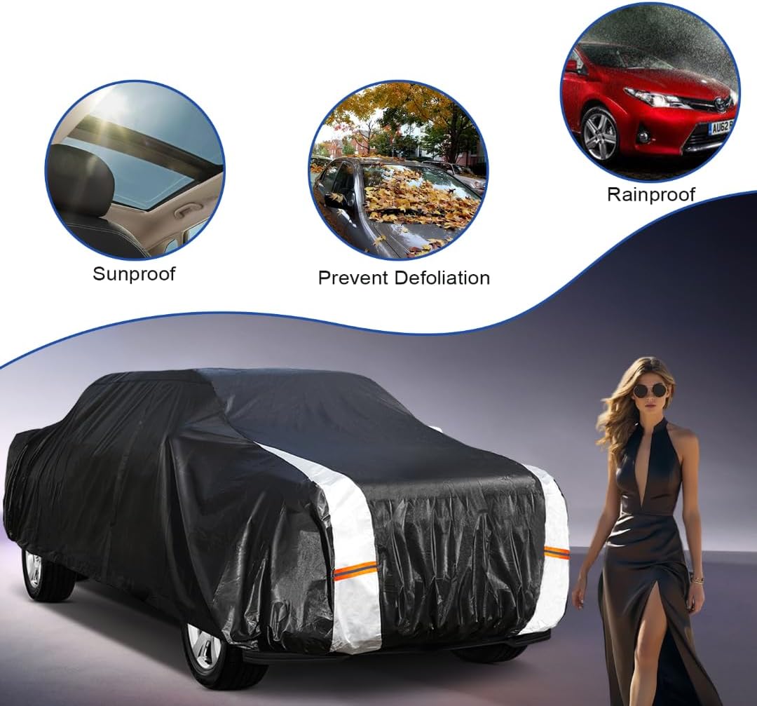 Toyota Tacoma Truck Cover Custom Fit 1995-2026 Access/Double Cab SB (5') with Door Zipper, 12 Layers Full Exterior Pickup Truck Cover Waterproof All Weather, Wind Dust Sun Protector.