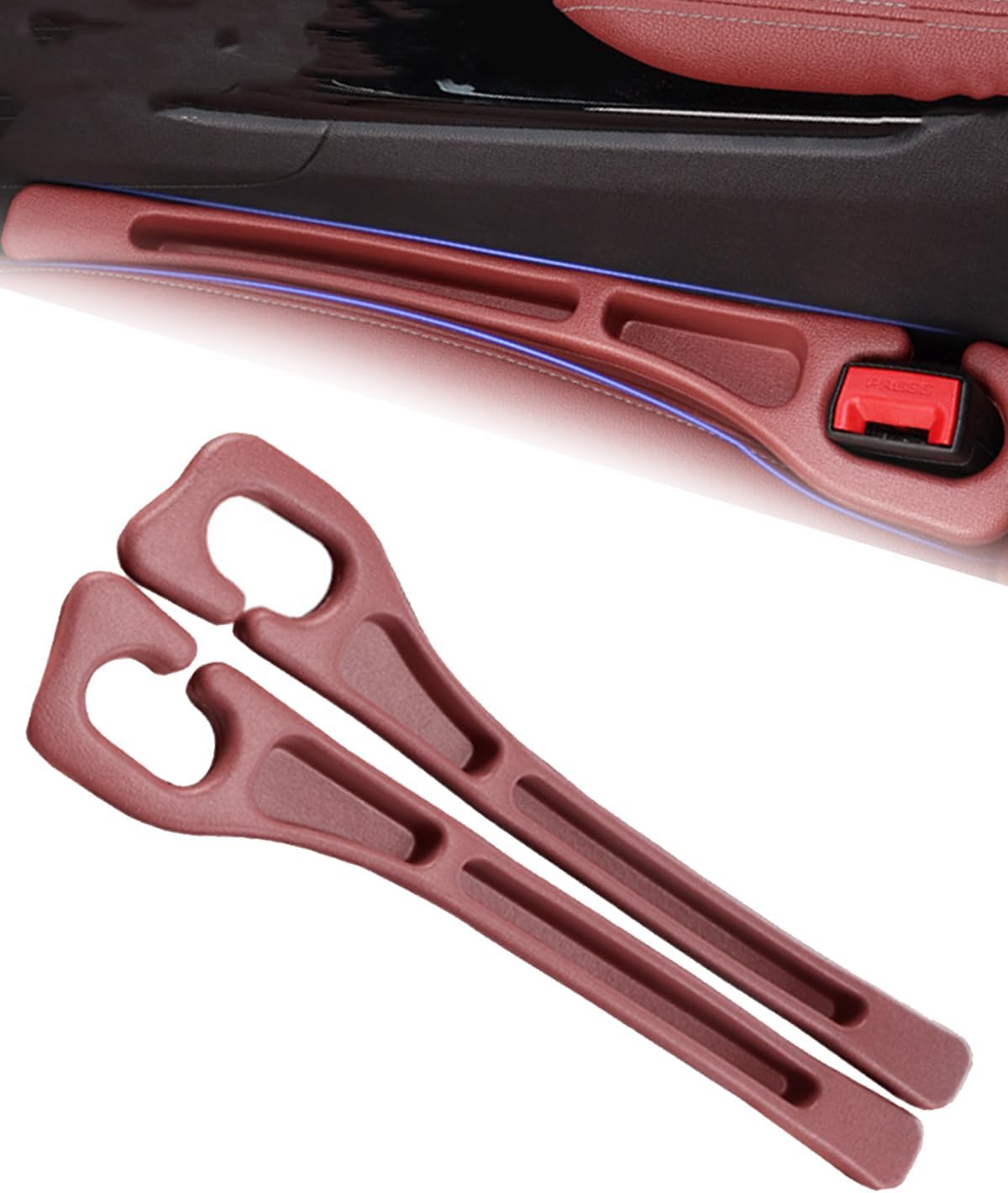 Seat Gap Filler - Stopping Phone Key from Falling, Dual Slot Car Seat Gap Filler Organizer with Seat Belt Holes & Storage Slot, Universal Seat Gap Filler for Car Suv Truck (Red)
