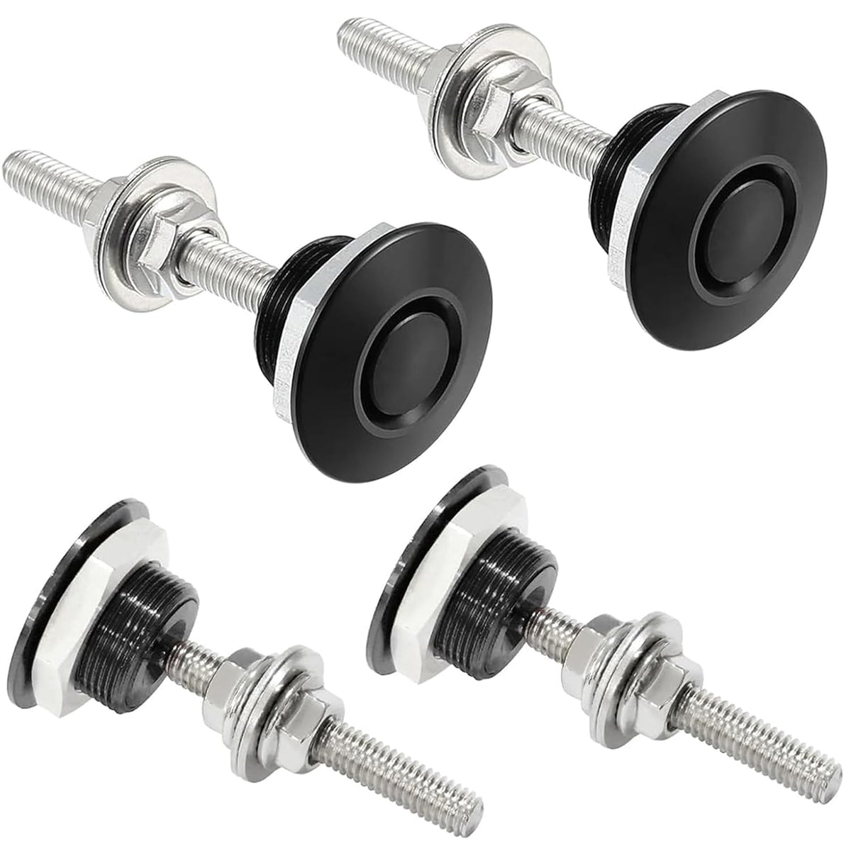 Doaho Pack of 4 Universal Aluminum Vehicle Hood Pins,Diameter 1.25" Quick Latch Bumper Release,Hood Pins for Race Car - Black