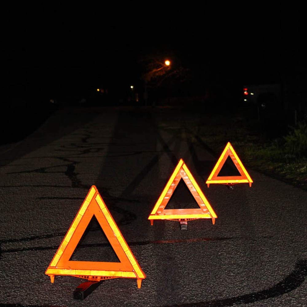 Foxfire Safety Lites Roadside Emergency Reflective Warning Triangles with Carrying Case, DOT Approved, Weighted Base, 3 Pack, F3TK