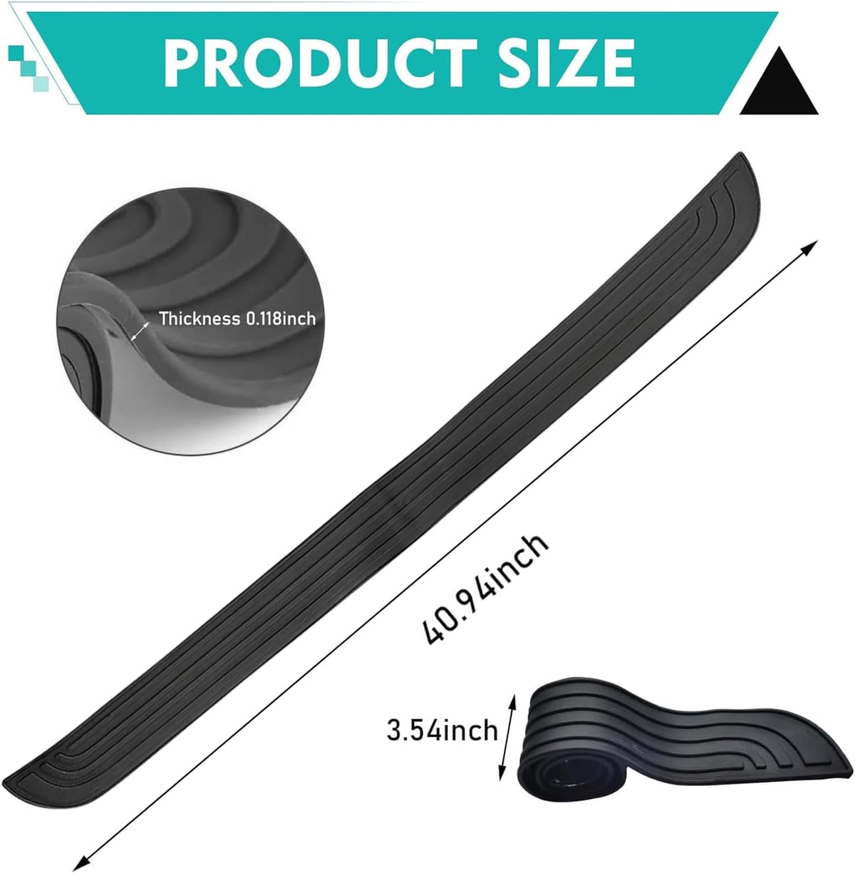 Car Rear Bumper Protector, Resistant Trunk Door Entry Guards, Anti Slip Auto Doors Entry Guards Door Sill Protector, Universal Rubber Edge Step Dust Sticker for Cars SUVs (40.9×3.5 inch)