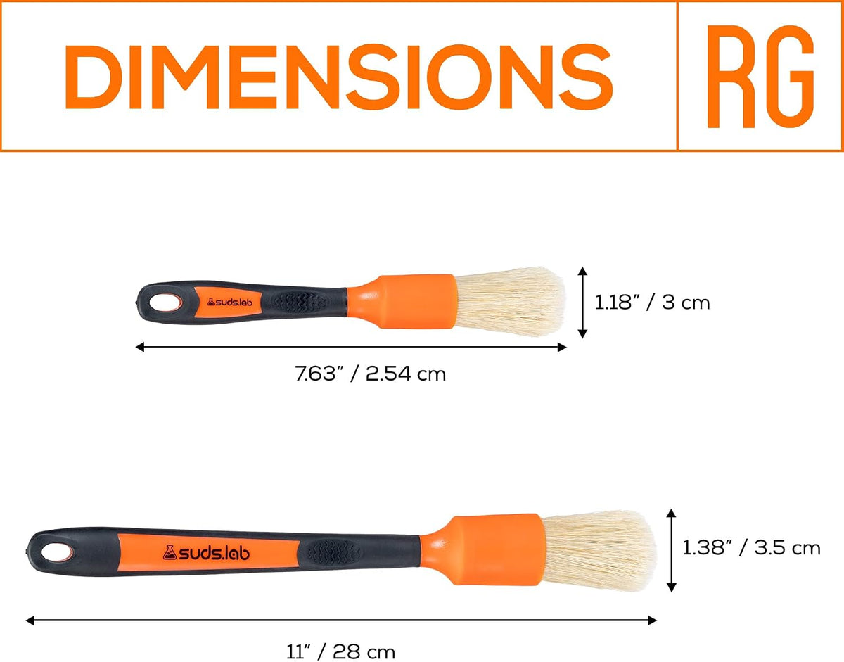 Suds Lab Detailing Brush, Rubberized Bristles, Wheel Rim Cleaner, 2-Pack