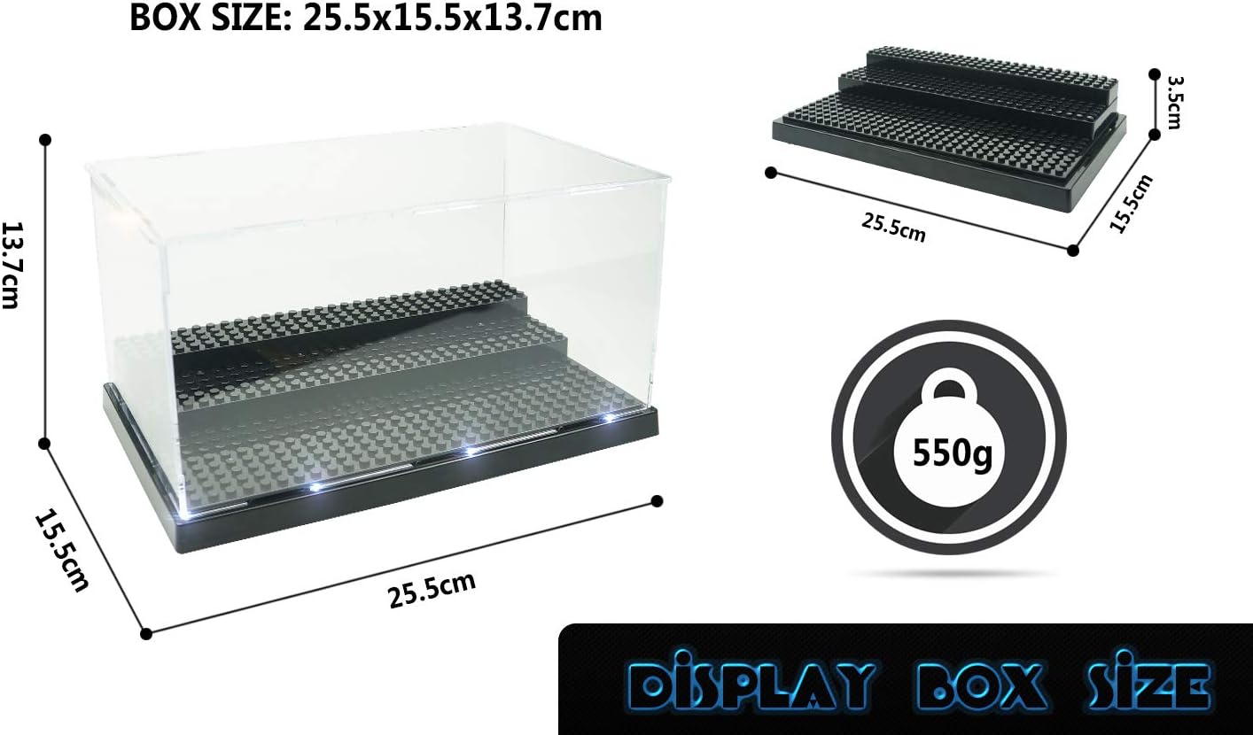 Minifigure Display Case for LEGO, 3-Tier Acrylic Dustproof, Black | Acrylic, Dustproof, 3 Removable Tiered Steps, Holds 35 Minifigures, Stackable, Desk Display, Gift for Collectors, Black