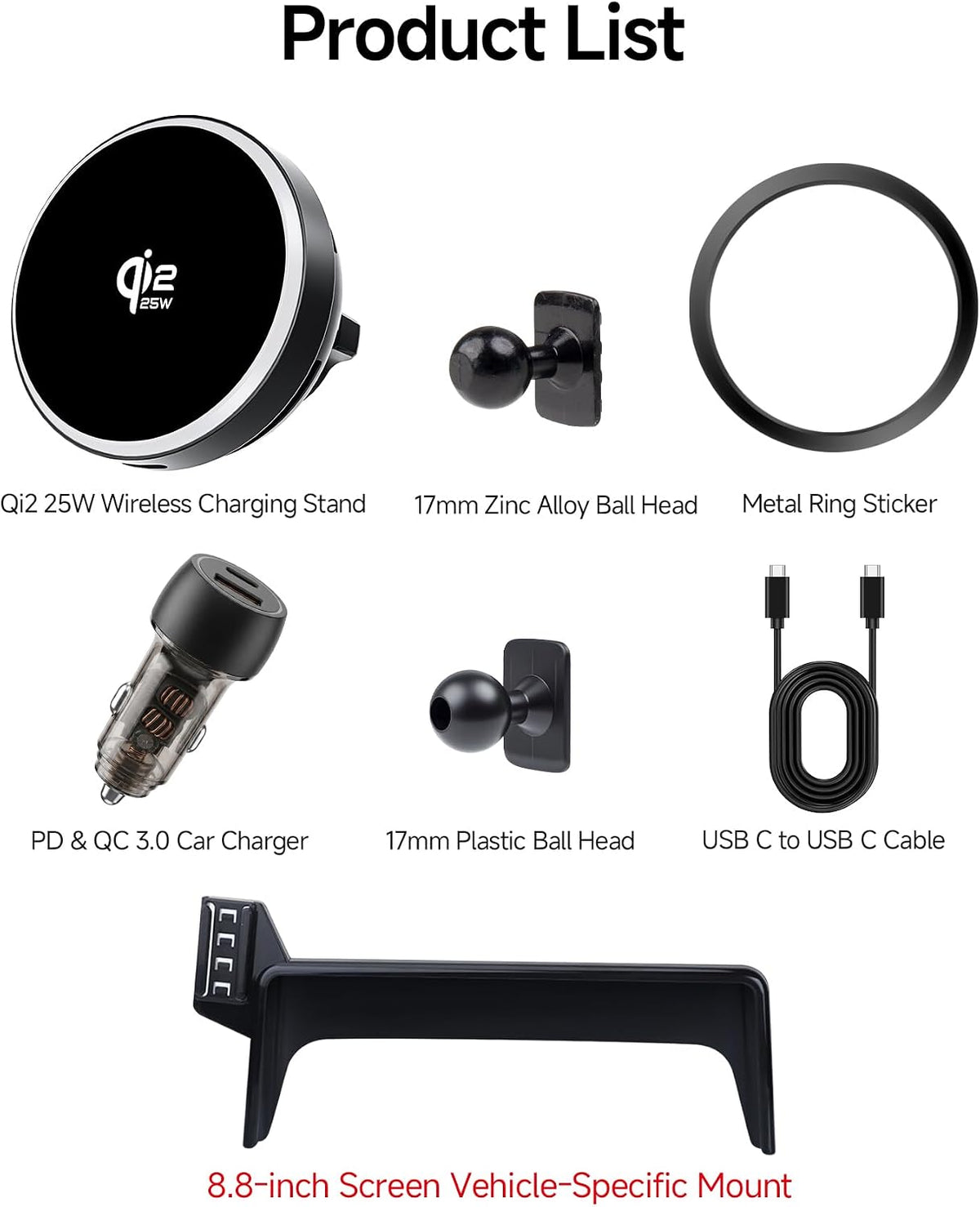 Qi2.2 25W Wireless Charger Car Phone Mount for BMW 2/3/4 Series 8.8" Screen