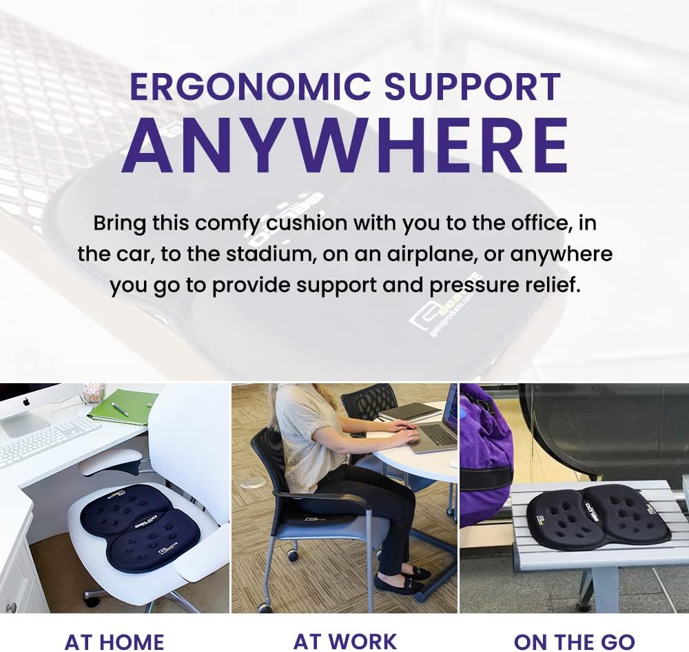 G Seat LITE Travel Gel Foam Cushion | Back Pain, Sciatica, Pressure Relief | Relieves Tailbone Discomfort, Promote Healthy Posture | Ergonomic Comfort | Car, Commute, Airplane and Travel - Gray