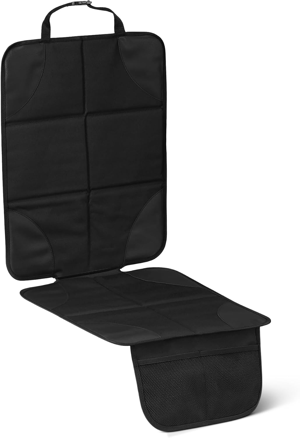 Amazon Basics Car Seat Protector, Reinforced PVC Corners, Mesh Storage Pockets, Non-Slip, Adjustable Straps, Black, 2-Pack