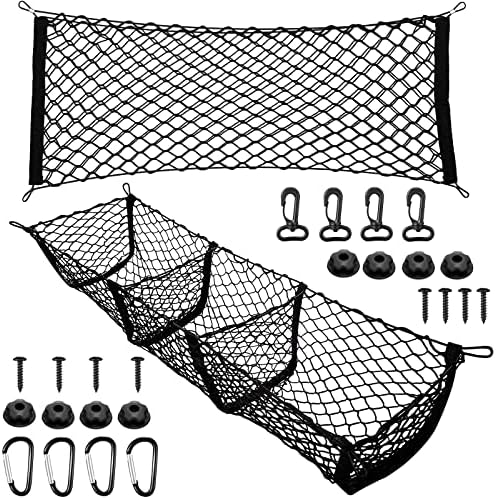 Tallew 2 Pcs Car Rear Cargo Net Adjustable, 43.3 x 15.7 Inches