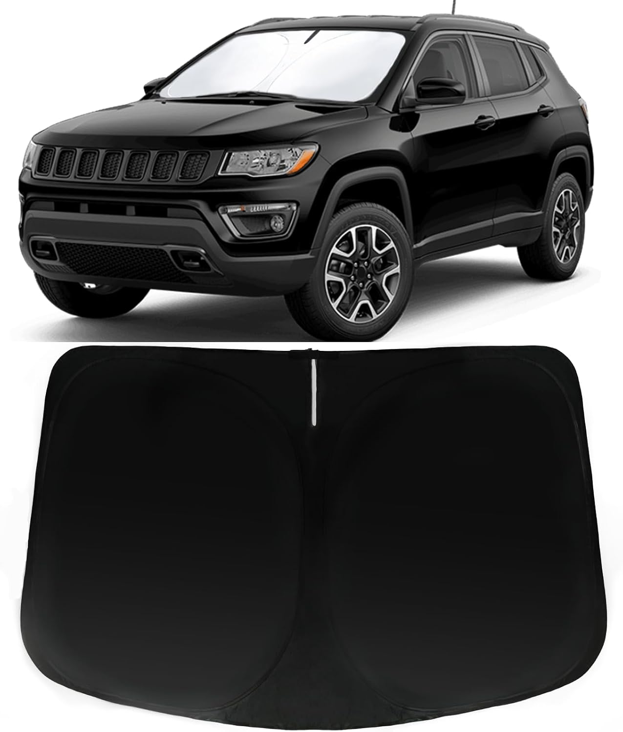 Windshield Sun Shade for Jeep Compass 2017-2025 | Car Front Window Sunshade with 240T Sun Visor Protector Blocks UV Rays Heat Sun Shield Accessories