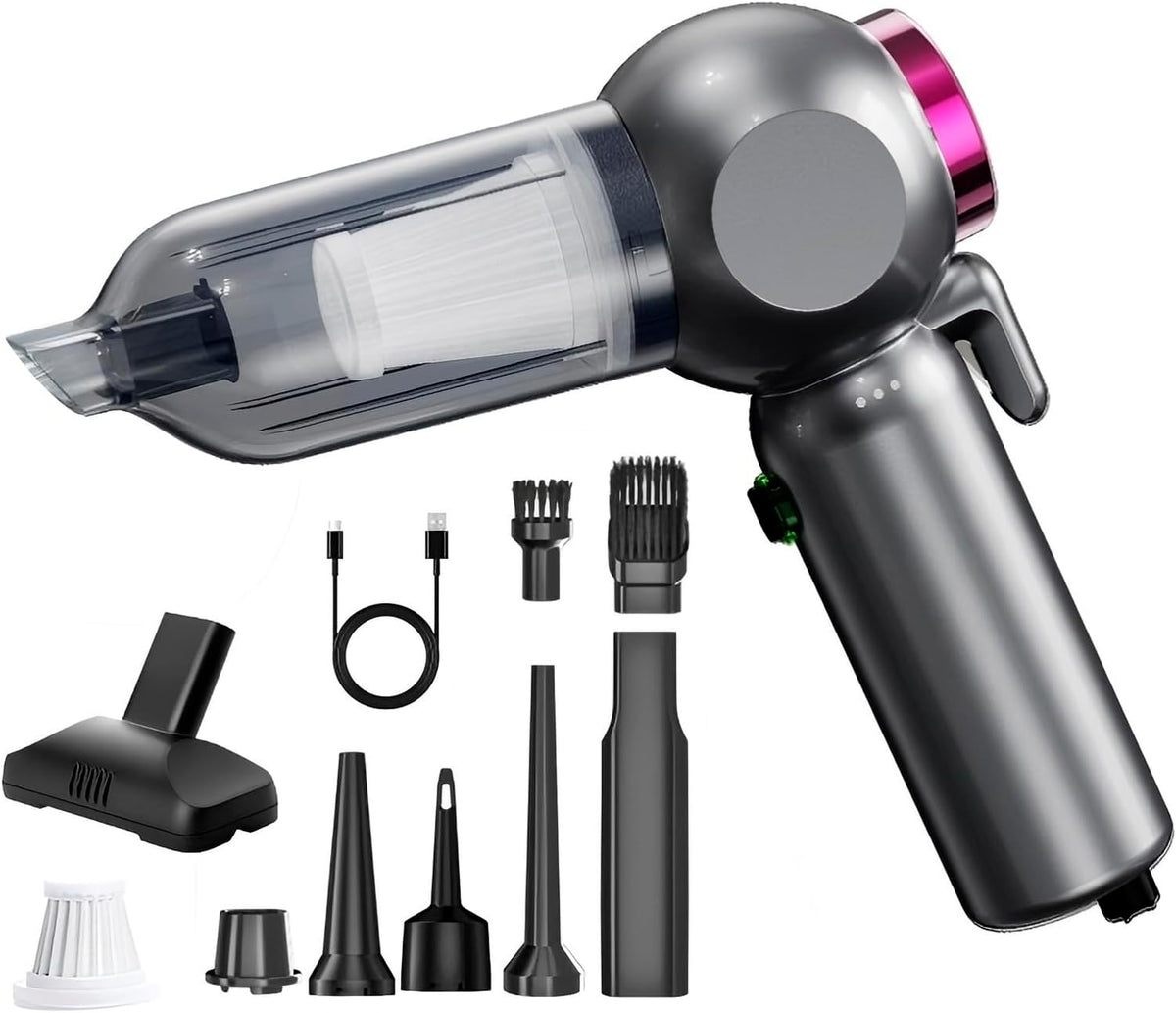Car Vacuum，Handheld Car Vacuum Cleaner Cordless，20000Pa Vacuum Portable Cordless Powerful 120W Brushless Motor & 60 Min Runtime, 6-in-1 Portable (6000mAh Battery)