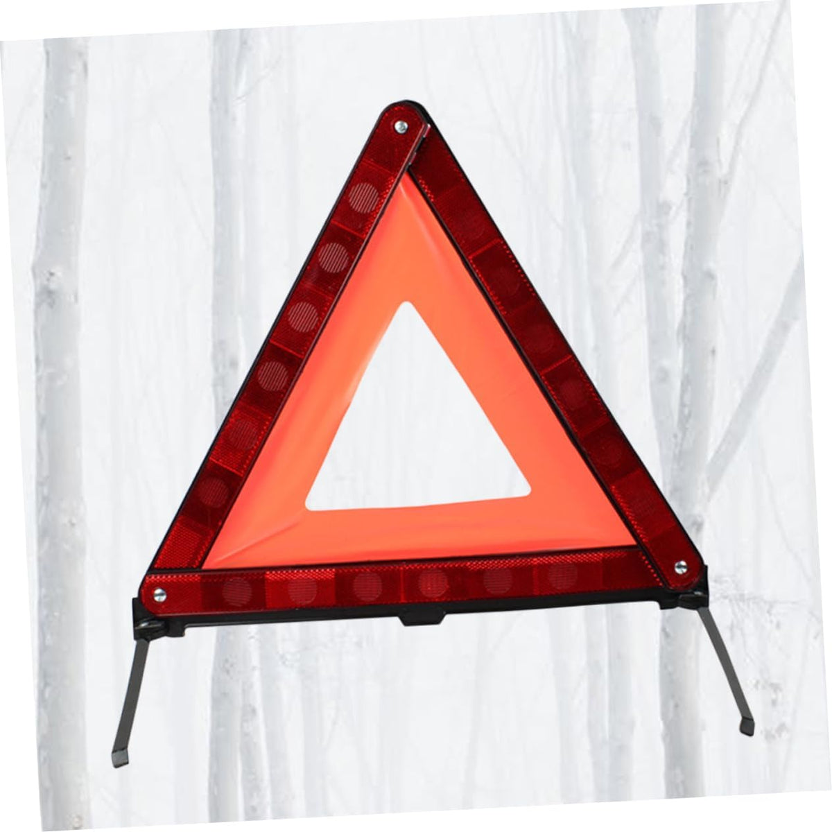 Reflective Roadside Hazard Warning Triangle Sign with Weighted Base