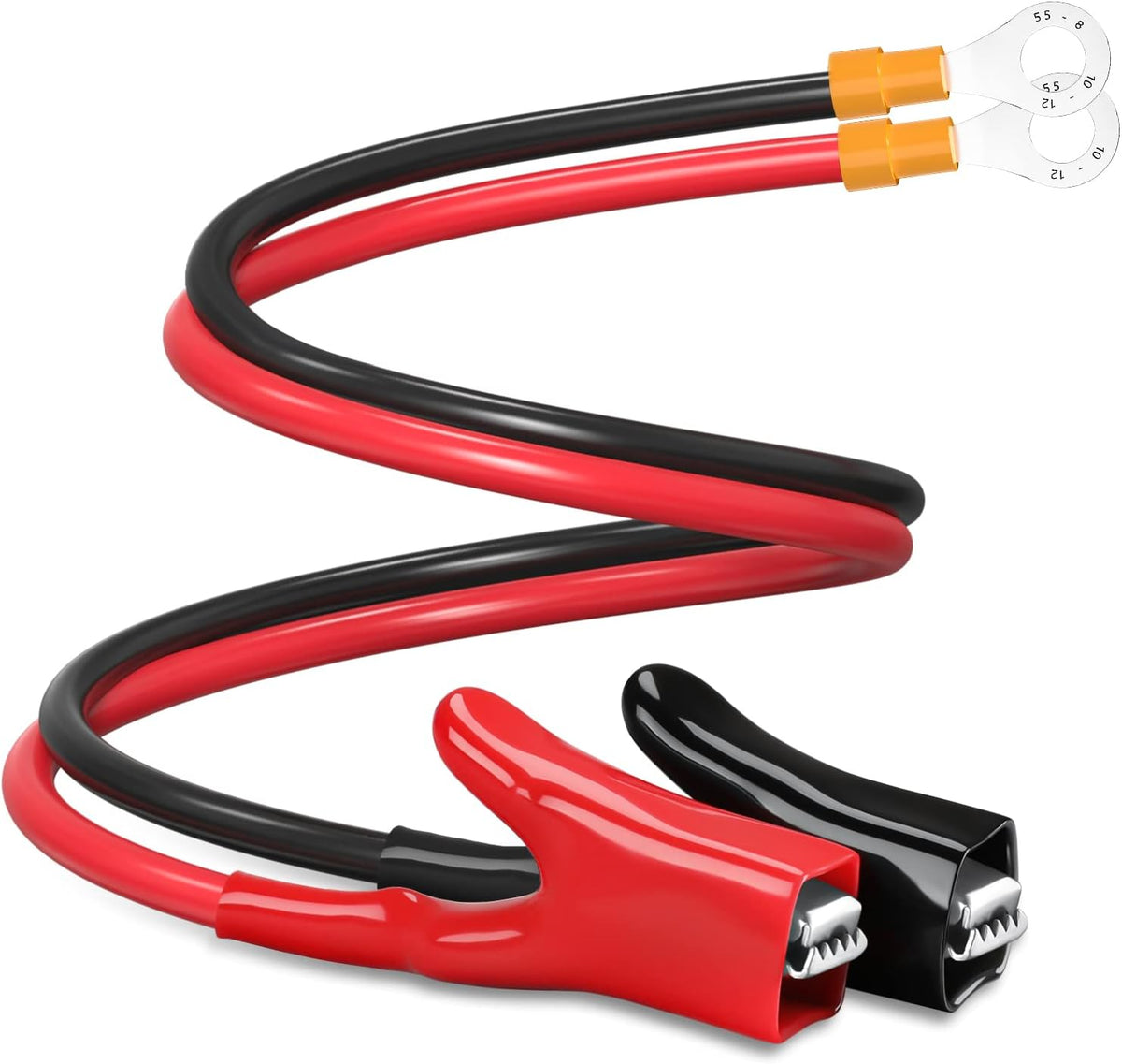 ELECTOP Upgraded 10AWG Battery Alligator Clips Booster Jumper Cable, Battery Charger Clamps to O Ring Terminal Harness Wire, Quick Disconnect/Connect Cable for Inverter Car Battery Charging