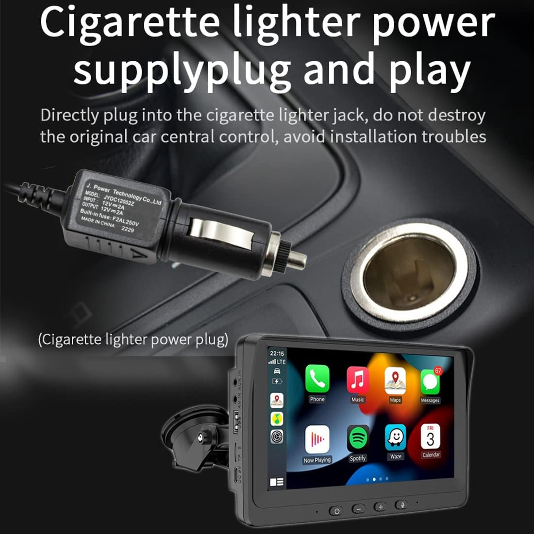 Eaglerich Car Stereo Receiver Wireless Carplay & Android Auto Portable Screen 7-inch 2.5D IPS Touchscreen Bluetooth Mirror Link FM Transmitter Built-in Speaker TF USB AUX+4LED Camera