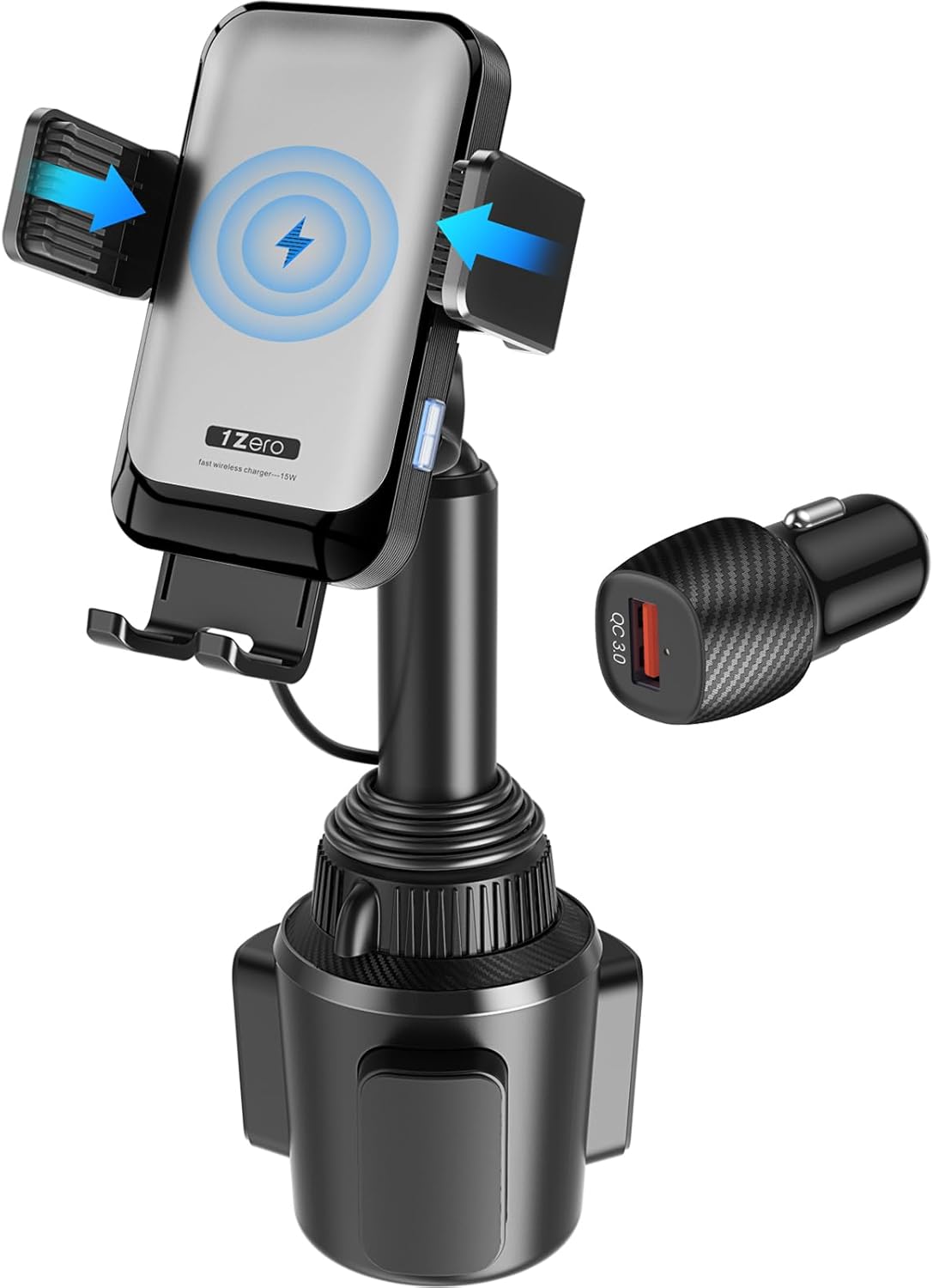1Zero Auto-Clamping 15W Wireless Car Charger Cup Holder Mount