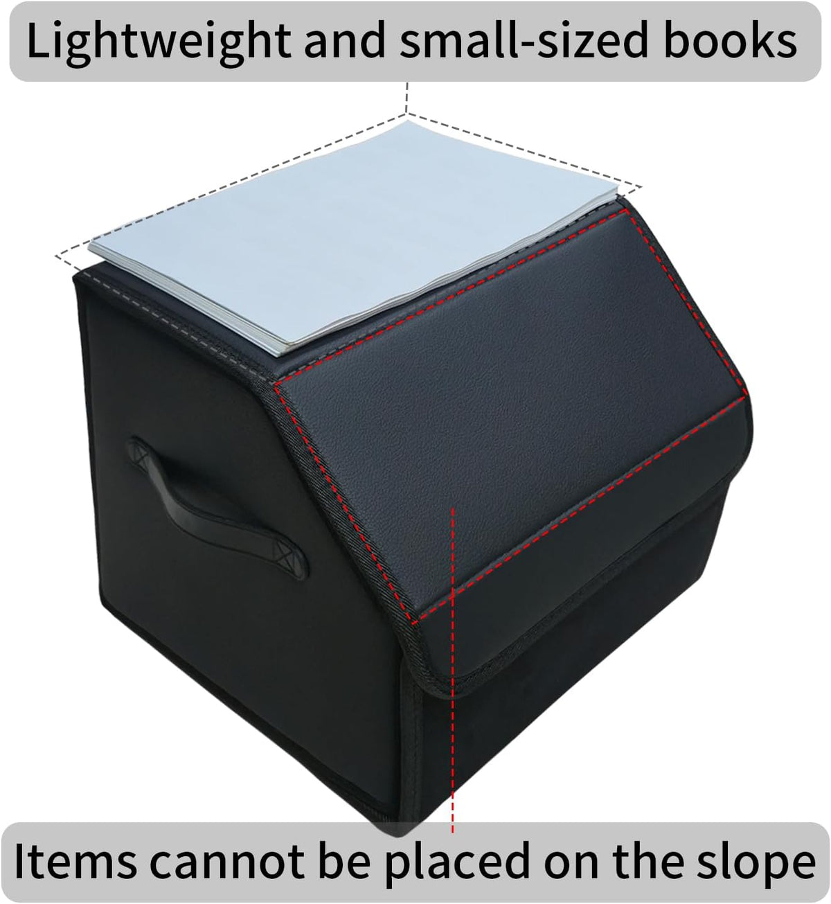 car organizers and storage for SUV,trunk organizer for sedan, leather foldable sleek box with lid,collapsible cargo bins, tool accessories containers,Collapsible Suede velvet (13 inch Covered)