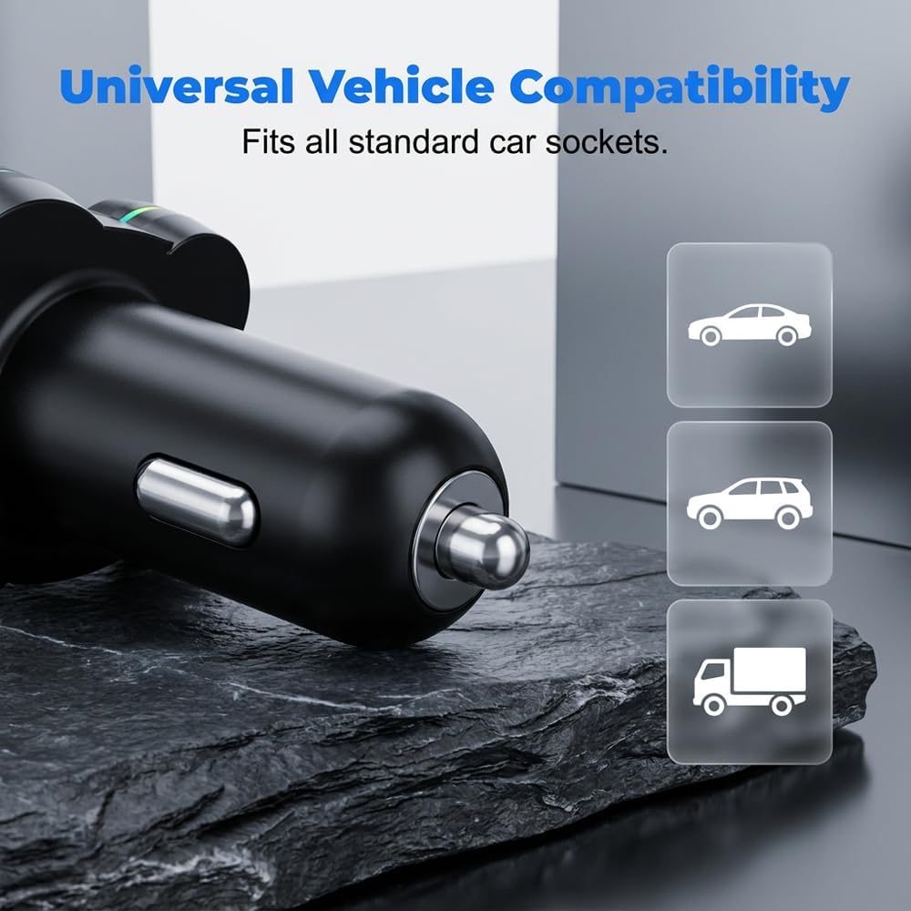 Wireless FM-Transmitter for Car, 20W USB Type-C Fast Charger, 2PCS