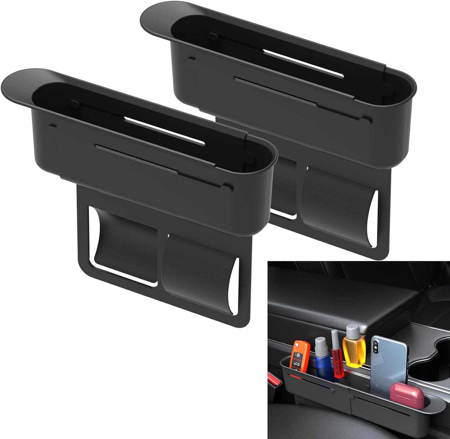 CYDZSW Car Seat Gap Filler 2Pack,Car Seats Side Inserts Organizer Guard Between Seat & Console Catcher Fillers Stop Things from Dropping (Black)