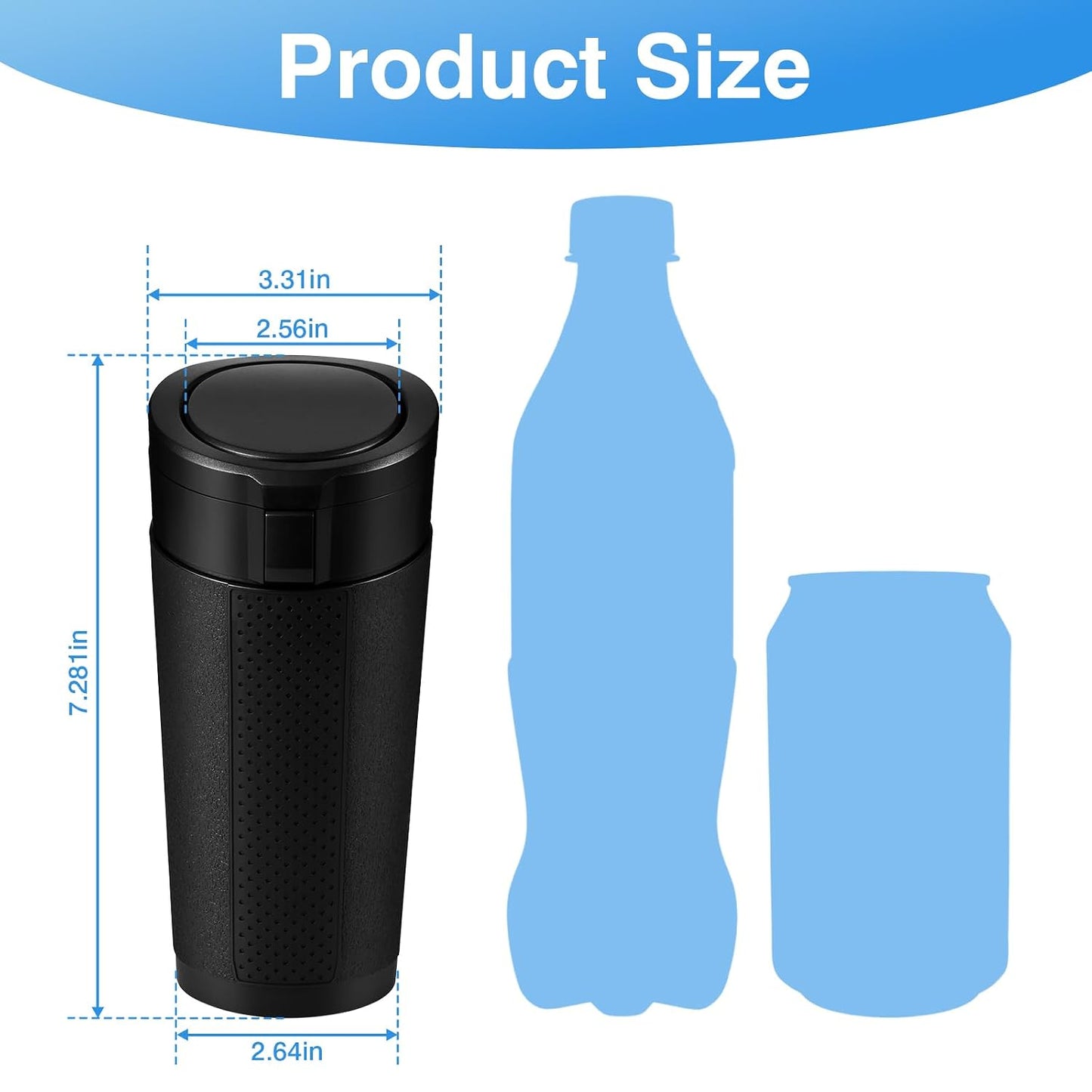 Car Trash Can Bin with Lid, 2 Packs Mini Leakproof Garbage Can for Vehicle, Cup Holder Trash Can, Small Trash Bin for Cars, Home, Bedroom, Office (Black)