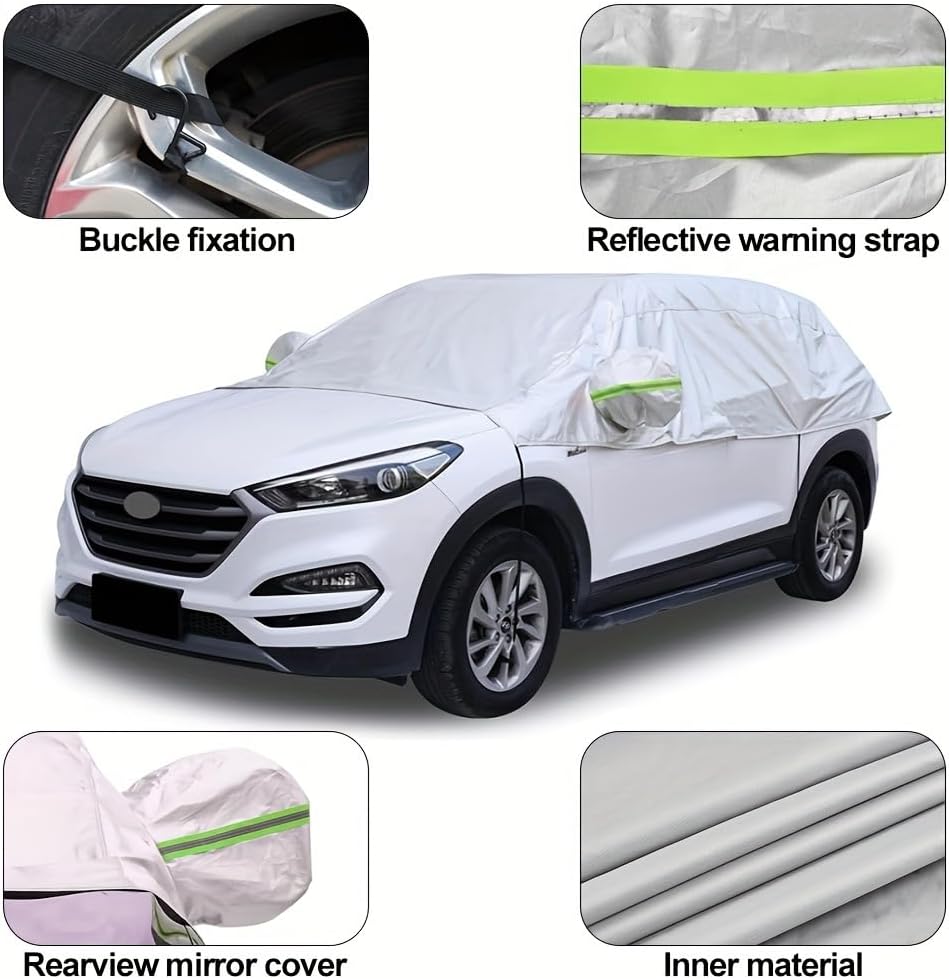 Car Half Cover for Dodge Ram 1500 2500 3500 Pickup 2009-2018, Auto Sun Shade Protector Windshield Snow Cover Exterior Weather Guard Sedan Windshield Sun Protection,SUV