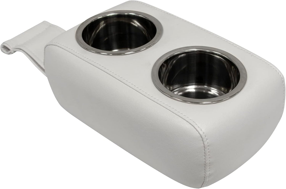 Wise 3059-784 Pontoon Double Drink Holder with Stainless Steel Cup Holders, White