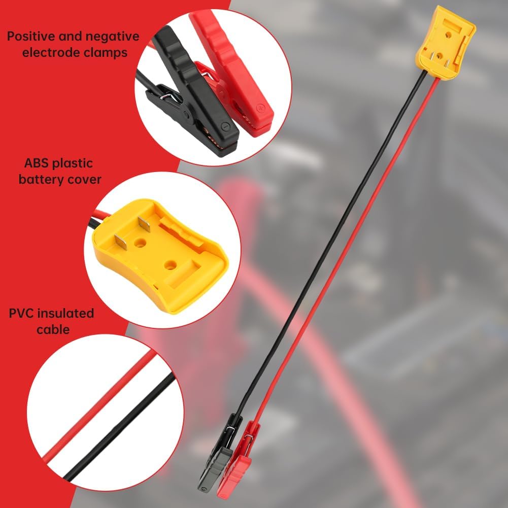 Jumper Cables with Adapter Compatible for Dewal-t 20V Battery, 2FT 8-AWG Heavy-Duty Jumper Cables, Automotive Booster Cables Vehicle Jump Starter for Cars, SUVs, Motorcycles(COLOR:Red)